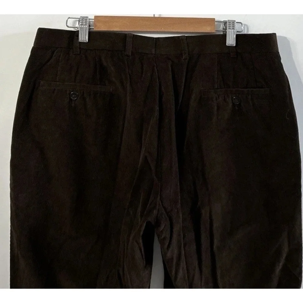 Mens Lauren Ralph Lauren Corduroy Pants Brown Flat Front Straight Leg 36